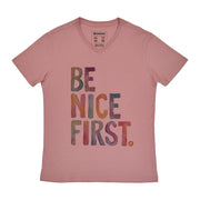 Men's V-neck T-shirt - Be Nice First