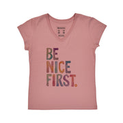 Women's V-neck T-shirt - Be Nice First