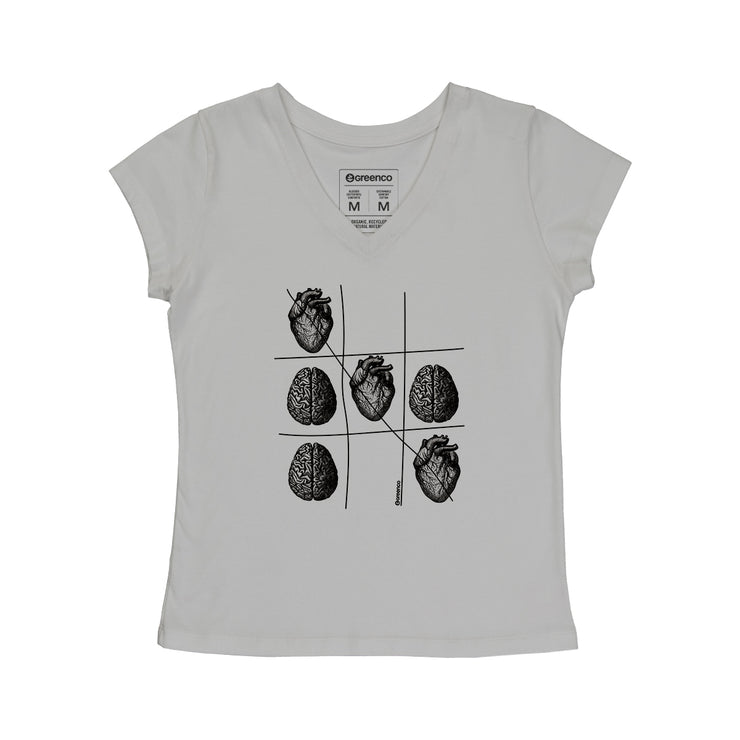 Women's V-neck T-shirt - Emotion Tic-Tac-Toe