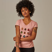 Women's V-neck T-shirt - Ladybugs