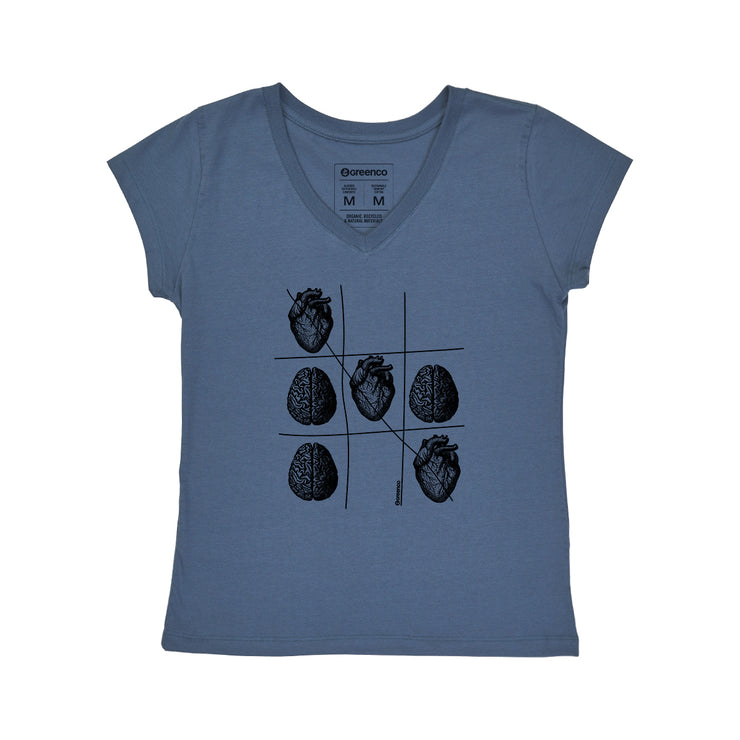 Women's V-neck T-shirt - Emotion Tic-Tac-Toe
