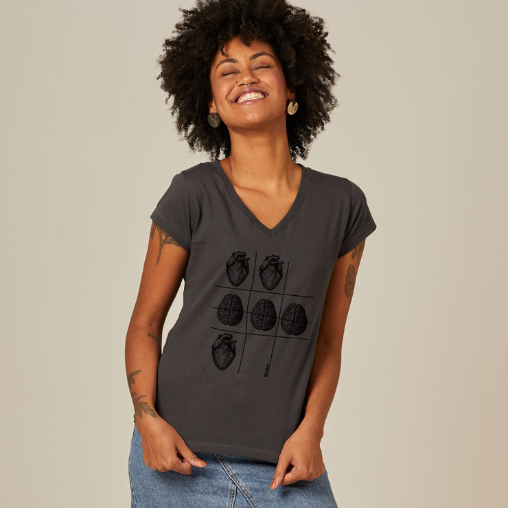 Women's V-neck T-shirt - Reason Tic-Tac-Toe
