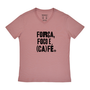 Men's V-neck T-shirt - Força, foco e café