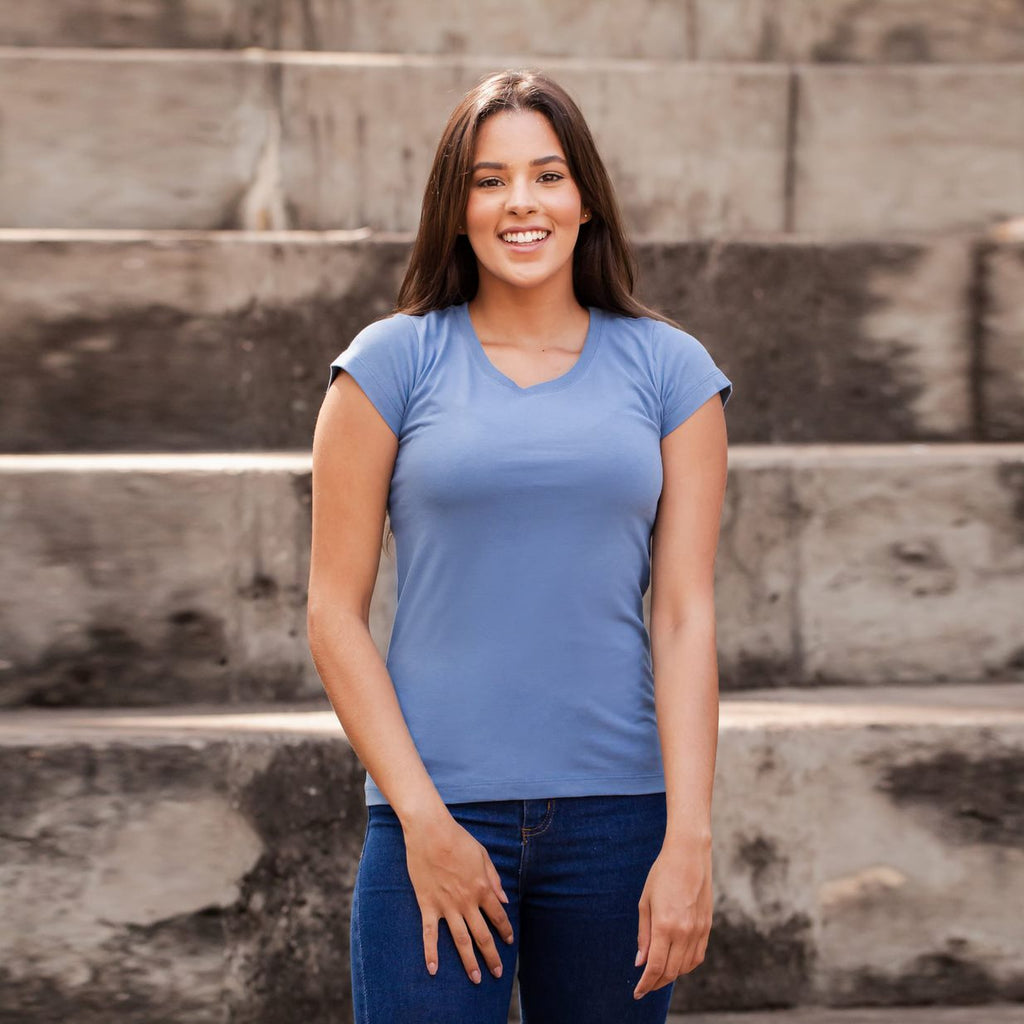 Sustainable Cotton Women's T-Shirt - Blank - Light blue