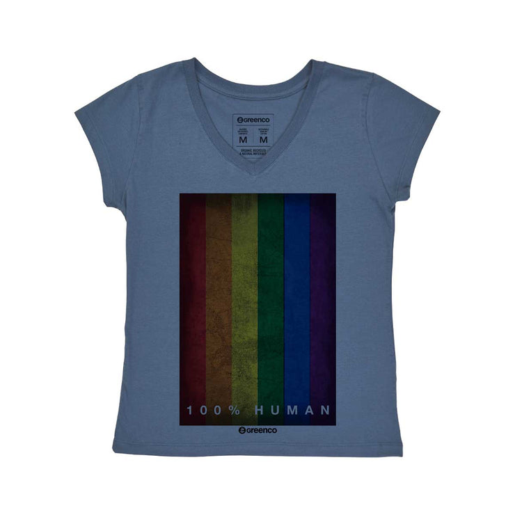Women's V-neck T-shirt - 100% Human