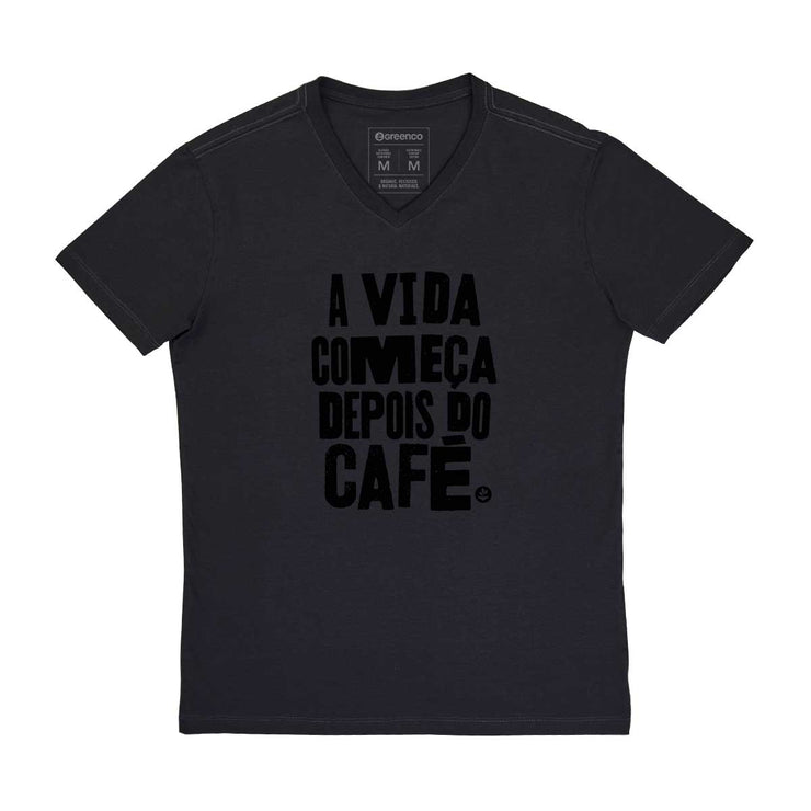 Men's V-neck T-shirt - A Vida Começa Depois do Café