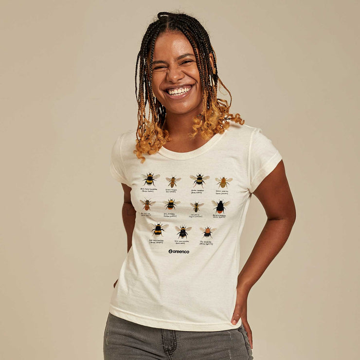 Recycled Polyester + Linen Women's T-shirt - Bees