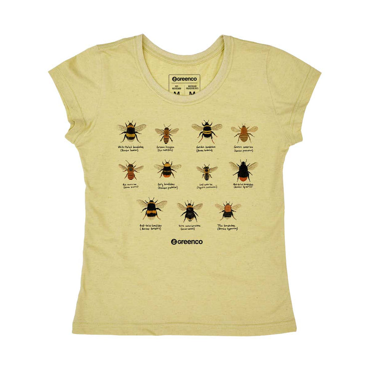 Recycled Polyester + Linen Women's T-shirt - Bees
