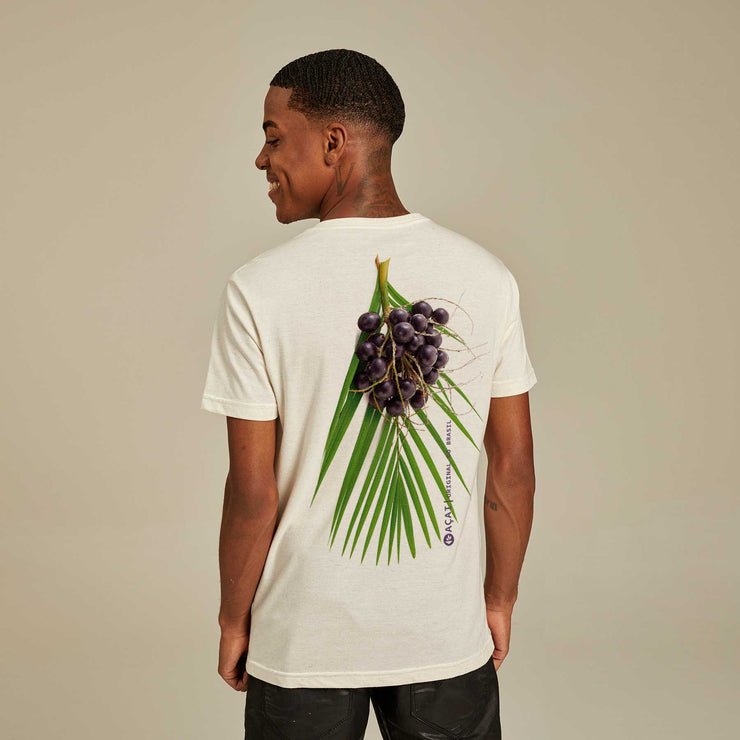 Recycled Polyester + Linen Men's T-shirt - Açaí