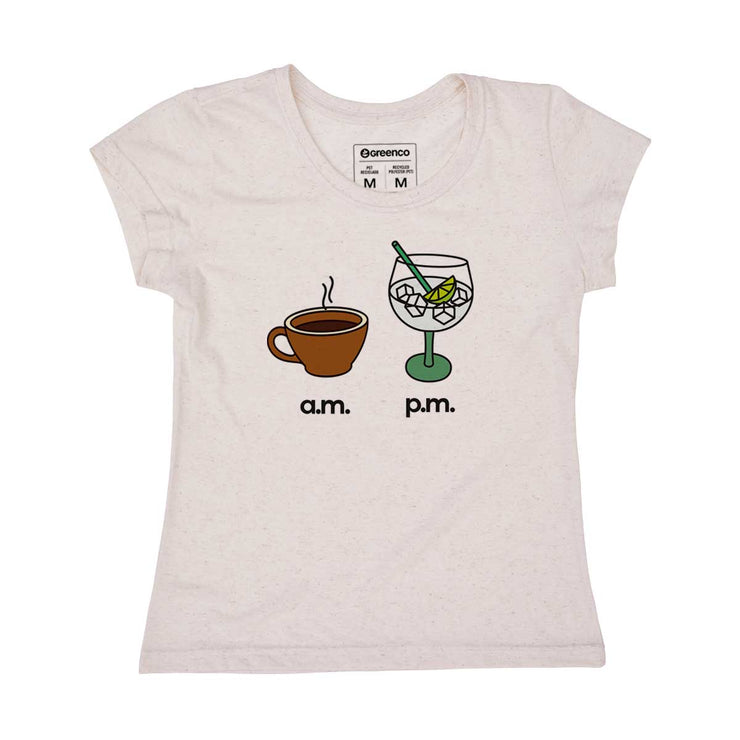 Recycled Polyester + Linen Women's T-shirt - AM PM - Gin