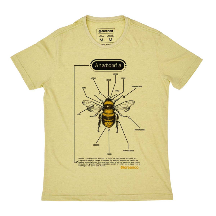Recycled Polyester + Linen Men's T-shirt - Anatomy of a Bee