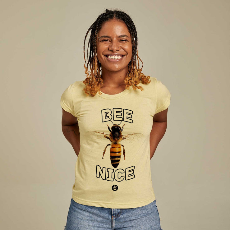 Recycled Polyester + Linen Women's T-shirt - Bee Nice
