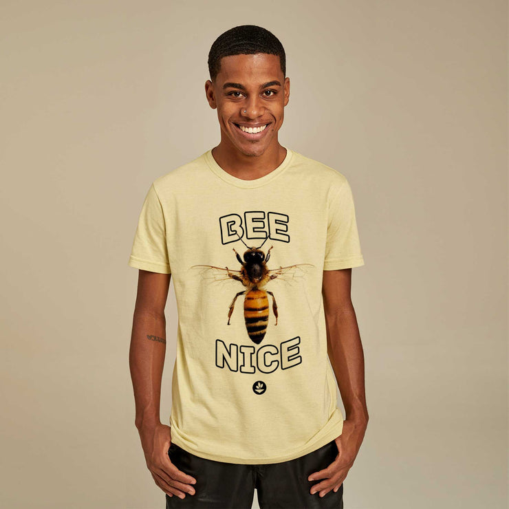 Recycled Polyester + Linen Men's T-shirt - Bee Nice