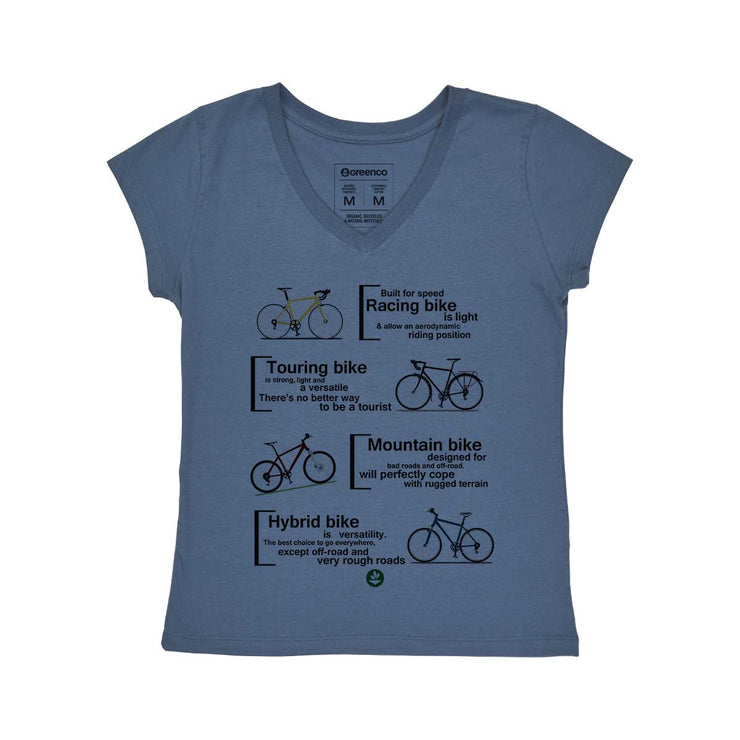 Women's V-neck T-shirt - Bike Types