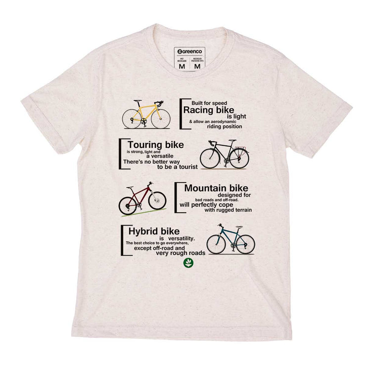 Recycled Polyester + Linen Men's T-shirt - Bike Types