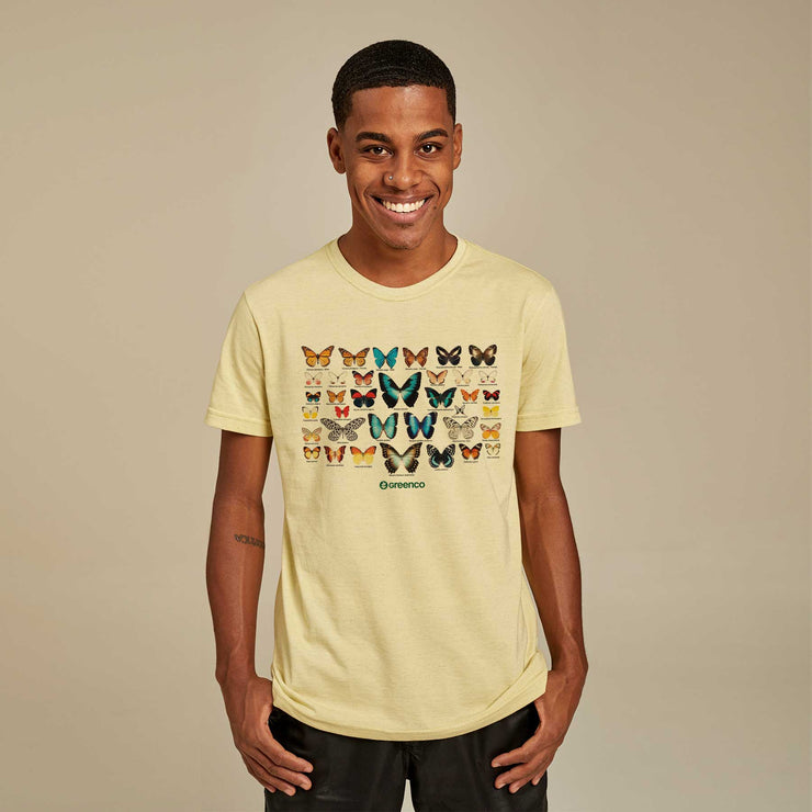Recycled Polyester + Linen Men's T-shirt - Butterflies