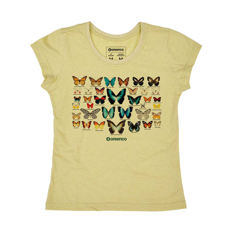 Recycled Polyester + Linen Women's T-shirt - Butterflies