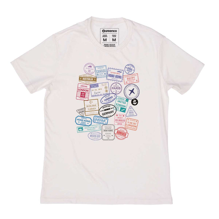 Organic Cotton Men's T-shirt - Passport Stamps