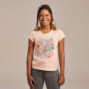 Recycled Polyester + Linen Women's T-shirt - Passport Stamps
