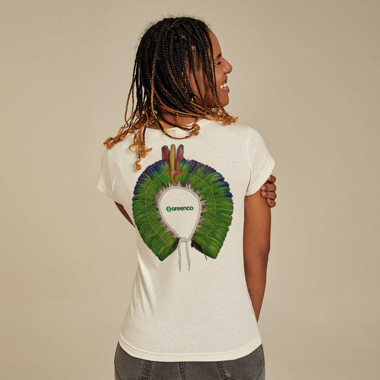 Recycled Polyester + Linen Women's T-shirt - Green Headdress