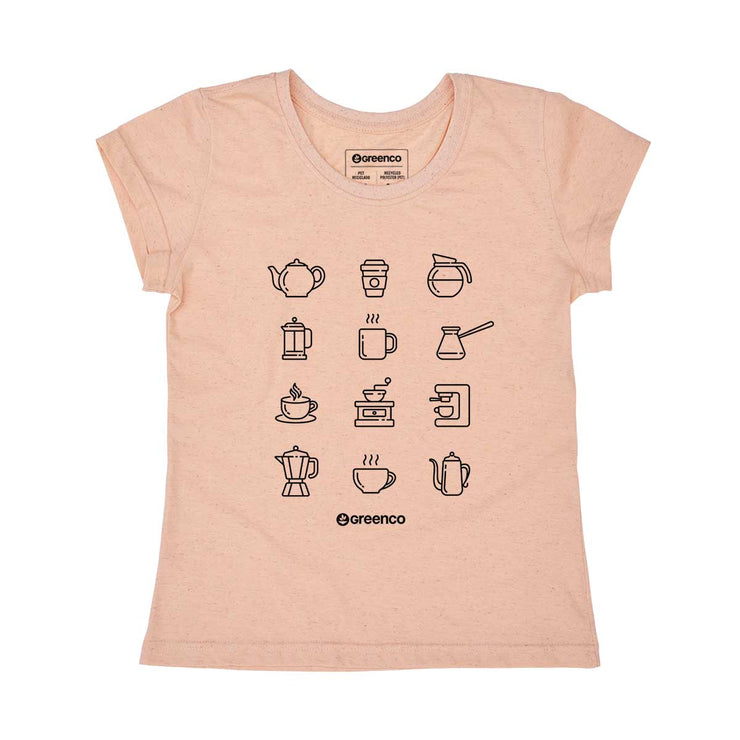 Recycled Polyester + Linen Women's T-shirt - Coffee Lovers