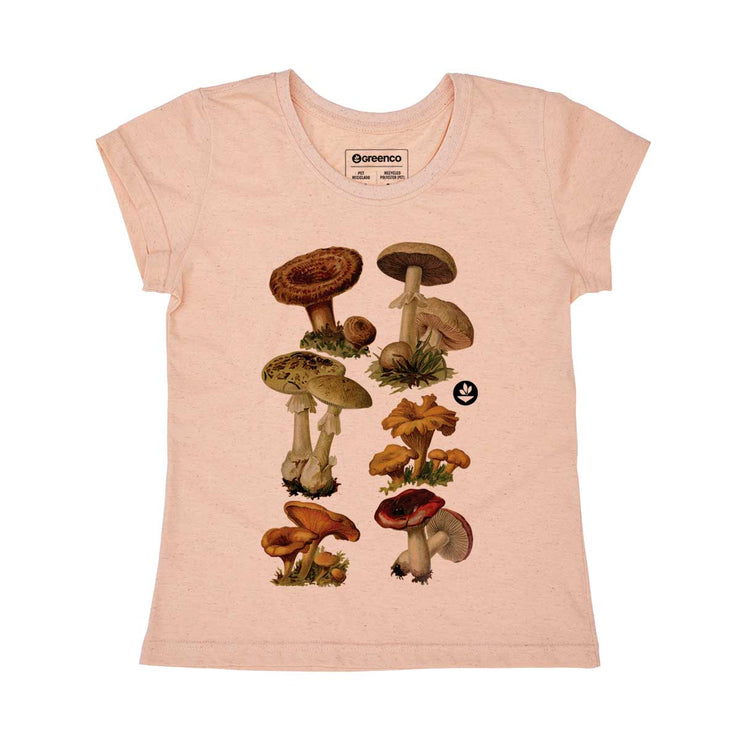 Recycled Polyester + Linen Women's T-shirt - Mushrooms