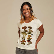 Recycled Polyester + Linen Women's T-shirt - Mushrooms