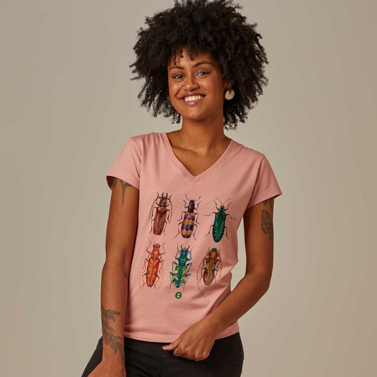 Women's V-neck T-shirt - Colored Beetles