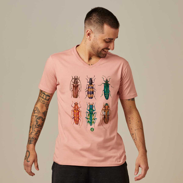 Men's V-neck T-shirt - Colored Beetles