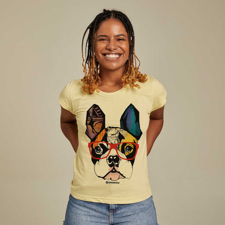 Recycled Polyester + Linen Women's T-shirt - Dog Hipster