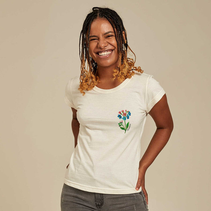 Recycled Polyester + Linen Women's T-shirt - Watercolor Flower