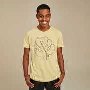 Recycled Polyester + Linen Men's T-shirt - Leaf Backside