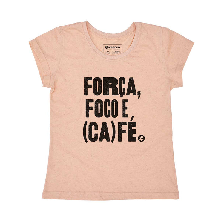 Recycled Polyester + Linen Women's T-shirt - Foco, Força e Café