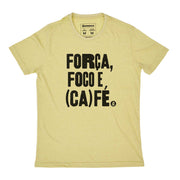Recycled Polyester + Linen Men's T-shirt - Força, Foco e Café