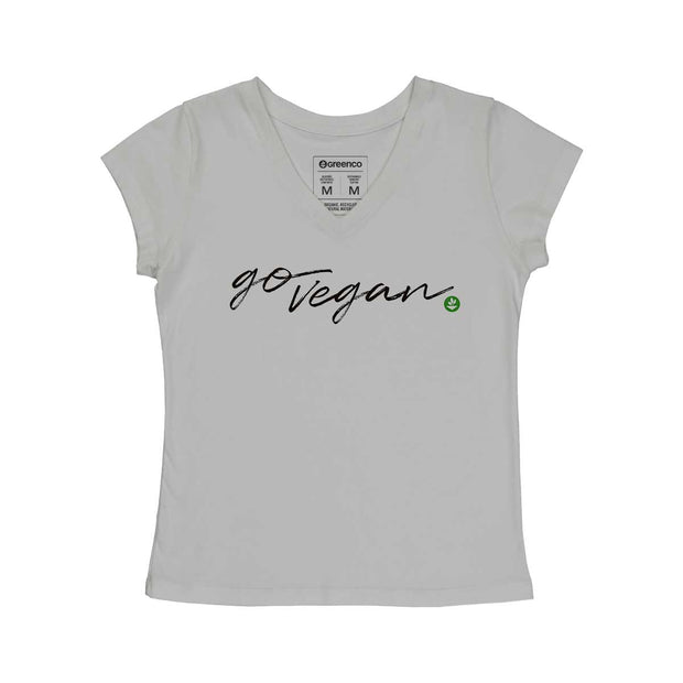 Women's V-neck T-shirt - Go Vegan