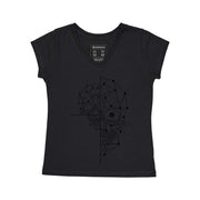 Women's V-neck T-shirt - Half Skull