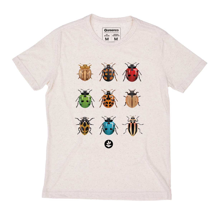 Recycled Polyester + Linen Men's T-shirt - Ladybugs