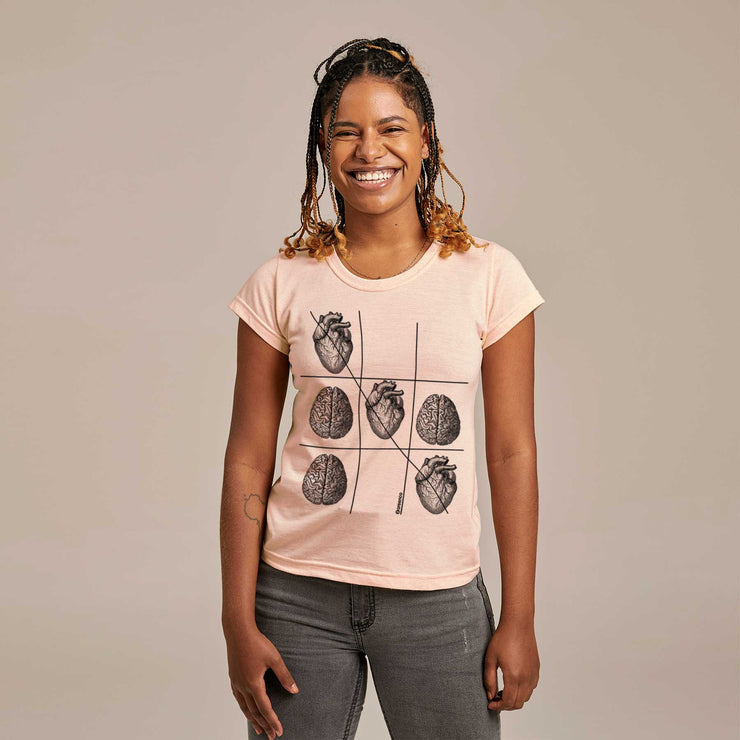 Recycled Polyester + Linen Women's T-shirt - Emotion Tic-Tac-Toe