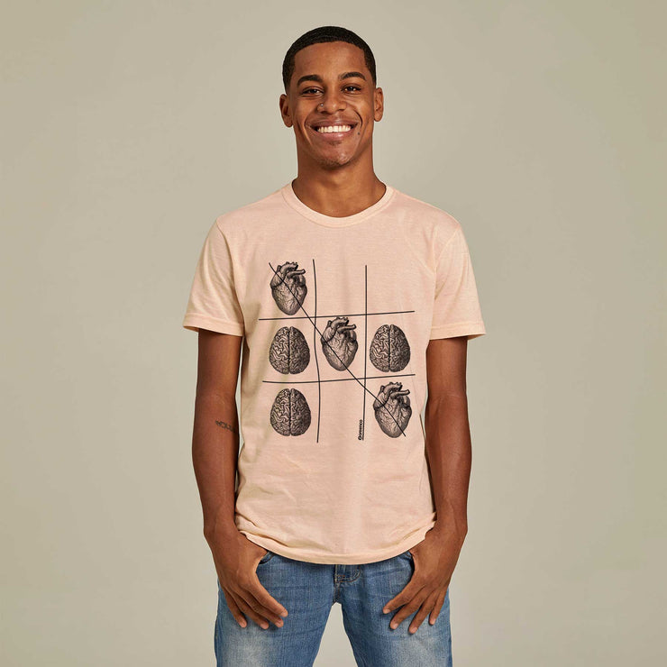 Recycled Polyester + Linen Men's T-shirt - Emotion Tic-Tac-Toe