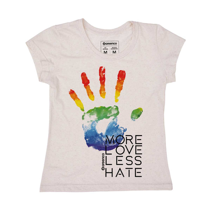Recycled Polyester + Linen Women's T-shirt - More Love Less Hate