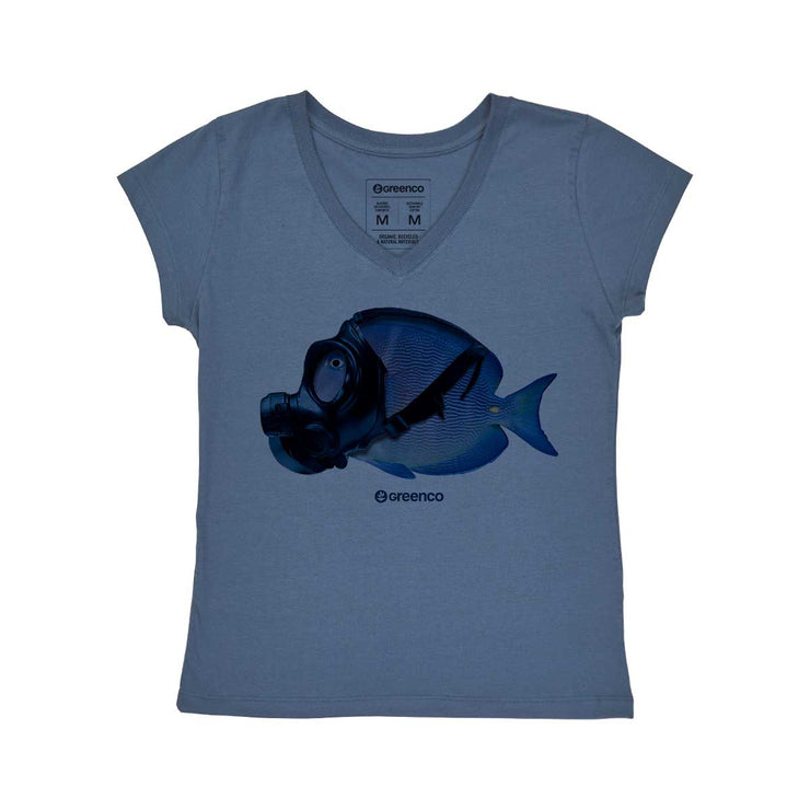 Women's V-neck T-shirt - Mask Fish