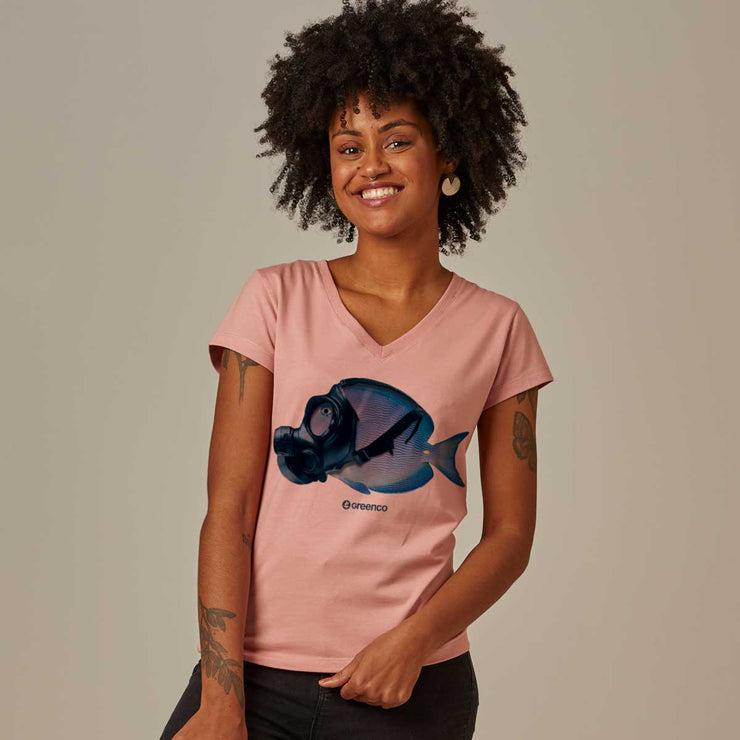 Women's V-neck T-shirt - Mask Fish