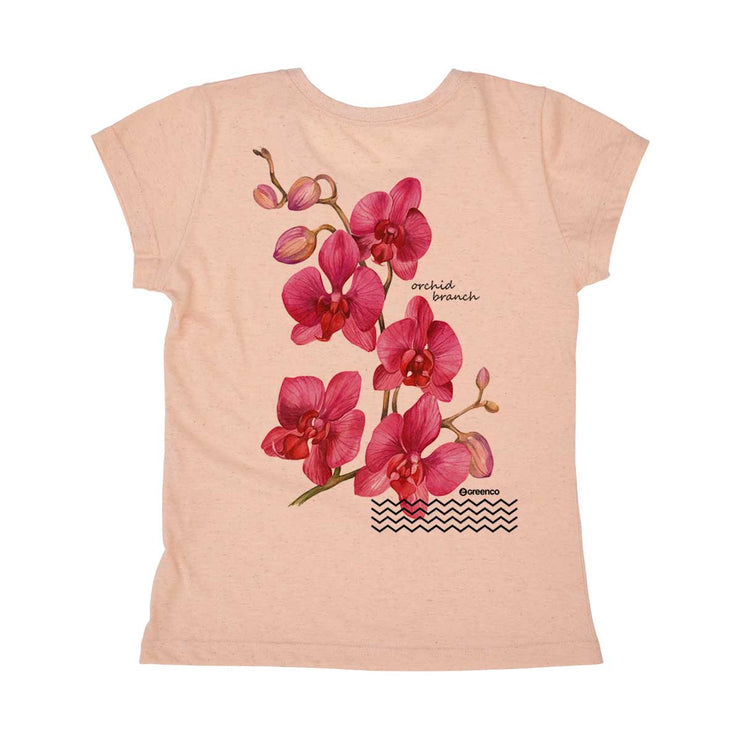 Recycled Polyester + Linen Women's T-shirt - Rose Orquid Backside