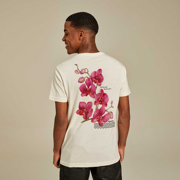 Recycled Polyester + Linen Men's T-shirt - Rose Orquid Backside