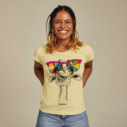 Recycled Polyester + Linen Women's T-shirt - Crazy Giraffe