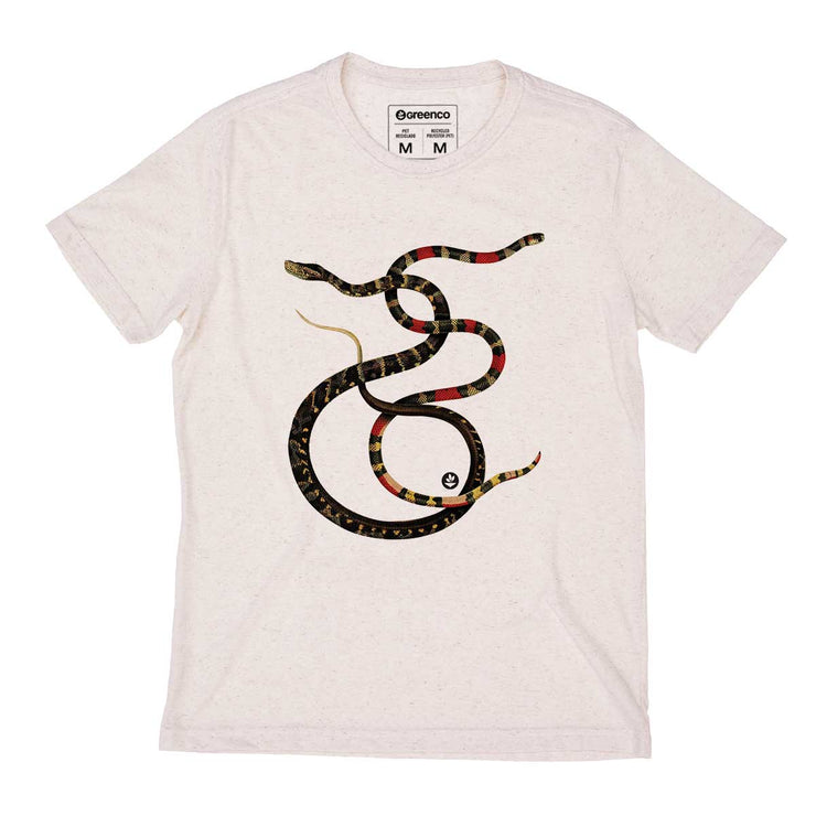 Recycled Polyester + Linen Men's T-shirt - Snakes