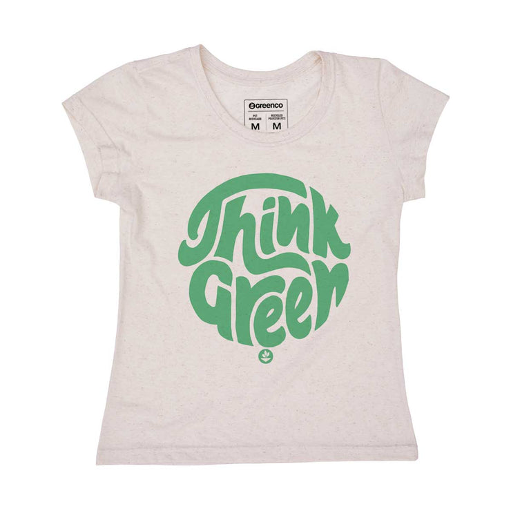Recycled Polyester + Linen Women's T-shirt - Think Green
