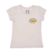 Recycled Polyester + Linen Women's T-shirt - Um Pôr de Sol na Praia
