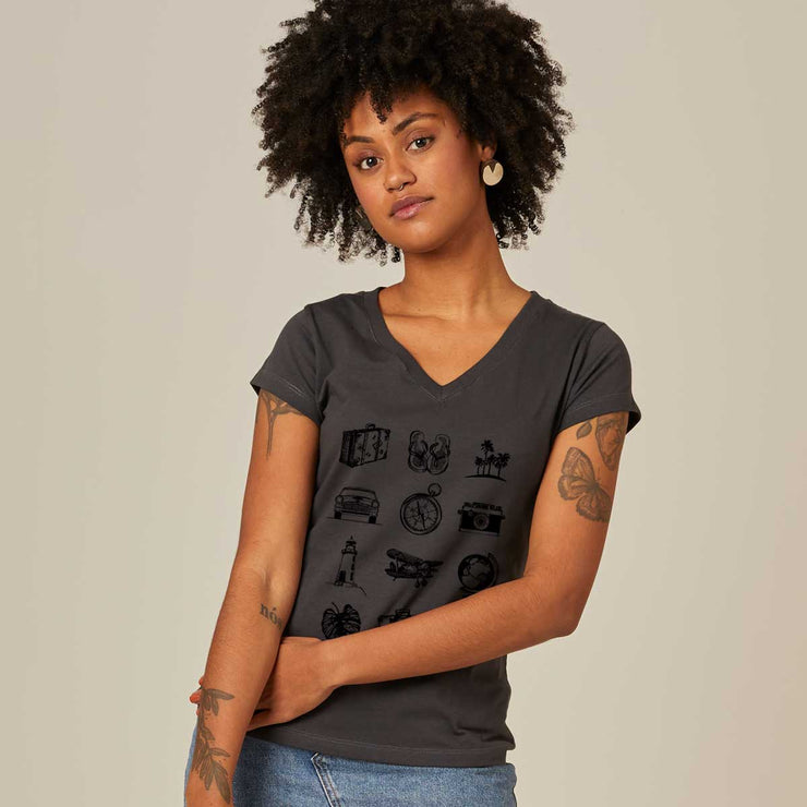 Women's V-neck T-shirt - Vintage Traveller