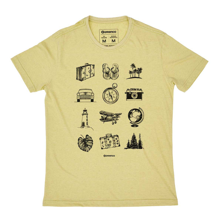 Recycled Polyester + Linen Men's T-shirt - Vintage Traveller